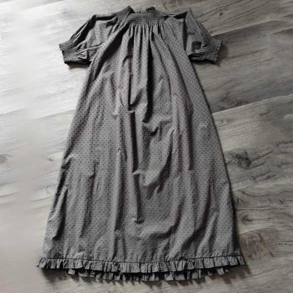 NWT Quince Swiss Dot Cotton Midi Dress Charcoal Grey - Picture 9 of 12